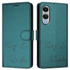 For Samsung Galaxy S25 Edge 5G Smile Embossing RFID Leather Phone Case(Peacock Green) - 2