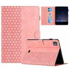 For iPad Pro 11 2024 / Air 10.9 2022 Honeycomb Embossed Leather Smart Tablet Case(Pink) - 1