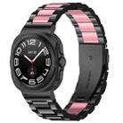 For Samsung Galaxy Watch Ultra 47mm Three Beads Stainless Steel Watch Band(Black Pink Black) - 1