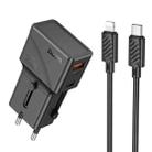 hoco AC24 Mini PD25W QC3.0 Universal Travel Charger with Type-C to 8 Pin Cable(Black) - 1