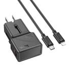 hoco AC24 Mini PD25W QC3.0 Universal Travel Charger with Type-C to 8 Pin Cable(Black) - 3