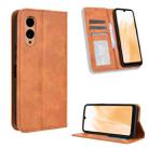 For Fujitsu Arrows We2 Magnetic Buckle Retro Texture Leather Phone Case(Brown) - 1