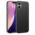 For iPhone 16 Plus GKK Metal Paint Skin Feel Leather Full Coverage Phone Case(Black) - 1