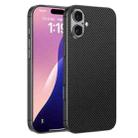 For iPhone 16 Plus GKK Metal Paint Skin Feel Leather Full Coverage Phone Case(Carbon Fibre) - 1