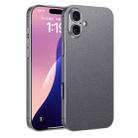 For iPhone 16 Plus GKK Metal Paint Skin Feel Leather Full Coverage Phone Case(Mountain Gray) - 1