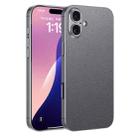 For iPhone 16 GKK Metal Paint Skin Feel Leather Full Coverage Phone Case(Mountain Gray) - 1