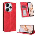 For Redmi 13 4G / Note 13R 5G Magnetic Buckle Retro Texture Leather Phone Case(Red) - 1