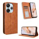 For Redmi 13 4G / Note 13R 5G Magnetic Buckle Retro Texture Leather Phone Case(Brown) - 1