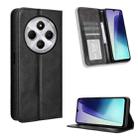 For Redmi 14C 4G Magnetic Buckle Retro Texture Leather Phone Case(Black) - 1