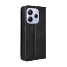 For Redmi Note 14 4G 163.25mm Magnetic Buckle Retro Texture Leather Phone Case(Black) - 3
