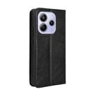 For Redmi Note 14 4G 164.84mm EU Version Magnetic Buckle Retro Texture Leather Phone Case(Black) - 3