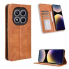For Redmi Note 14 Pro 4G Magnetic Buckle Retro Texture Leather Phone Case(Brown) - 1