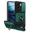 For Tecno Camon 40 Pro 5G Sliding Camshield TPU+PC Phone Case with Card Slot(Dark Green) - 1