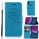 For Motorola Moto P40 Power Wind Chime Owl Embossing Pattern Horizontal Flip Leather Case, with Holder & Card Slots & Wallet(Blue) - 1