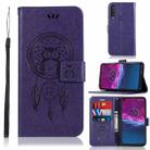 For Motorola Moto P40 Power Wind Chime Owl Embossing Pattern Horizontal Flip Leather Case, with Holder & Card Slots & Wallet(Purple) - 1