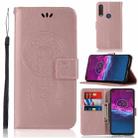 For Motorola Moto P40 Power Wind Chime Owl Embossing Pattern Horizontal Flip Leather Case, with Holder & Card Slots & Wallet(Rose Gold) - 1