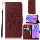 For Xiaomi Redmi 9 Wind Chime Owl Embossing Pattern Horizontal Flip Leather Case, with Holder & Card Slots & Wallet(Brown) - 1