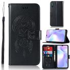 For Xiaomi Redmi 9A Wind Chime Owl Embossing Pattern Horizontal Flip Leather Case, with Holder & Card Slots & Wallet(Black) - 1