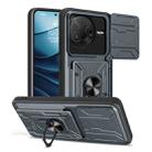 For Xiaomi Poco F7 Pro Sliding Camshield TPU+PC Phone Case with Card Slot(Grey) - 1