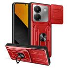 For Xiaomi Poco M7 Pro 5G Sliding Camshield TPU+PC Phone Case with Card Slot(Red) - 1