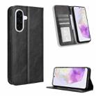 For Samsung Galaxy A36 5G Magnetic Buckle Retro Texture Leather Phone Case(Black) - 1