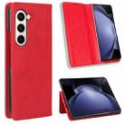 For Samsung Galaxy Z Fold6 Magnetic Buckle Retro Texture Leather Phone Case(Red) - 1