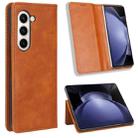 For Samsung Galaxy Z Fold6 Magnetic Buckle Retro Texture Leather Phone Case(Brown) - 1