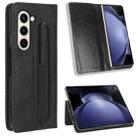 For Samsung Galaxy Z Fold6 with Pen Slot Magnetic Buckle Retro Texture Leather Phone Case(Black) - 1