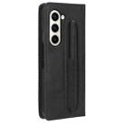 For Samsung Galaxy Z Fold6 with Pen Slot Magnetic Buckle Retro Texture Leather Phone Case(Black) - 3