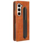 For Samsung Galaxy Z Fold6 with Pen Slot Magnetic Buckle Retro Texture Leather Phone Case(Brown) - 3