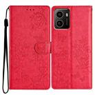 For HMD Pulse+ Butterflies and Flowers Leather Phone Case(Red) - 1