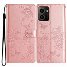 For HMD Pulse+ Butterflies and Flowers Leather Phone Case(Rose Gold) - 1