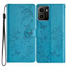 For HMD Pulse+ Butterflies and Flowers Leather Phone Case(Blue) - 1