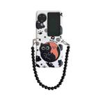 For OPPO Find N3 Flip Painted Black Cat Pattern Side Buckle Phone Case(with Bracelet) - 1