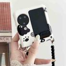 For OPPO Find N3 Flip Painted Black Cat Pattern Side Buckle Phone Case(with Bracelet) - 3