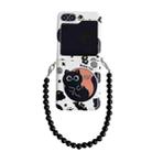 For Samsung Galaxy Z Flip5 Painted Black Cat Pattern Side Buckle Phone Case(with Bracelet) - 1