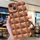 For iPhone 15 Plus 3D Grid TPU Phone Case(Coffee) - 1