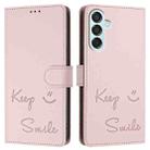 For Samsung Galaxy M15 / F15 5G Global Smile Embossing RFID Leather Phone Case(Pink) - 3