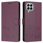 For Samsung Galaxy M33 5G Global Smile Embossing RFID Leather Phone Case(Violet) - 3
