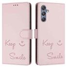 For Samsung Galaxy M34 5G / F34 5G Smile Embossing RFID Leather Phone Case(Pink) - 3