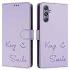 For Samsung Galaxy M34 5G / F34 5G Smile Embossing RFID Leather Phone Case(Light Purple) - 3