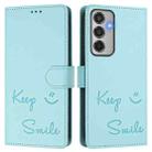 For Samsung Galaxy M35 Smile Embossing RFID Leather Phone Case(Mint Green) - 3