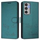 For Samsung Galaxy M35 Smile Embossing RFID Leather Phone Case(Peacock Green) - 3