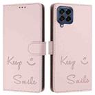For Samsung Galaxy M53 5G Smile Embossing RFID Leather Phone Case(Pink) - 3