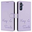 For Samsung Galaxy M54 / F54 5G Smile Embossing RFID Leather Phone Case(Light Purple) - 3