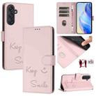 For Samsung Galaxy M55 / C55 5G Smile Embossing RFID Leather Phone Case(Pink) - 1