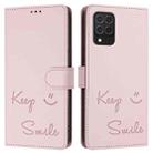For Samsung Galaxy M62 / F62 4G Smile Embossing RFID Leather Phone Case(Pink) - 3