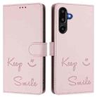 For Samsung Galaxy F16 5G / M16 5G Global Smile Embossing RFID Leather Phone Case(Pink) - 2