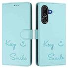 For Samsung Galaxy M56 5G Smile Embossing RFID Leather Phone Case(Mint Green) - 2