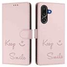 For Samsung Galaxy M56 5G Smile Embossing RFID Leather Phone Case(Pink) - 2